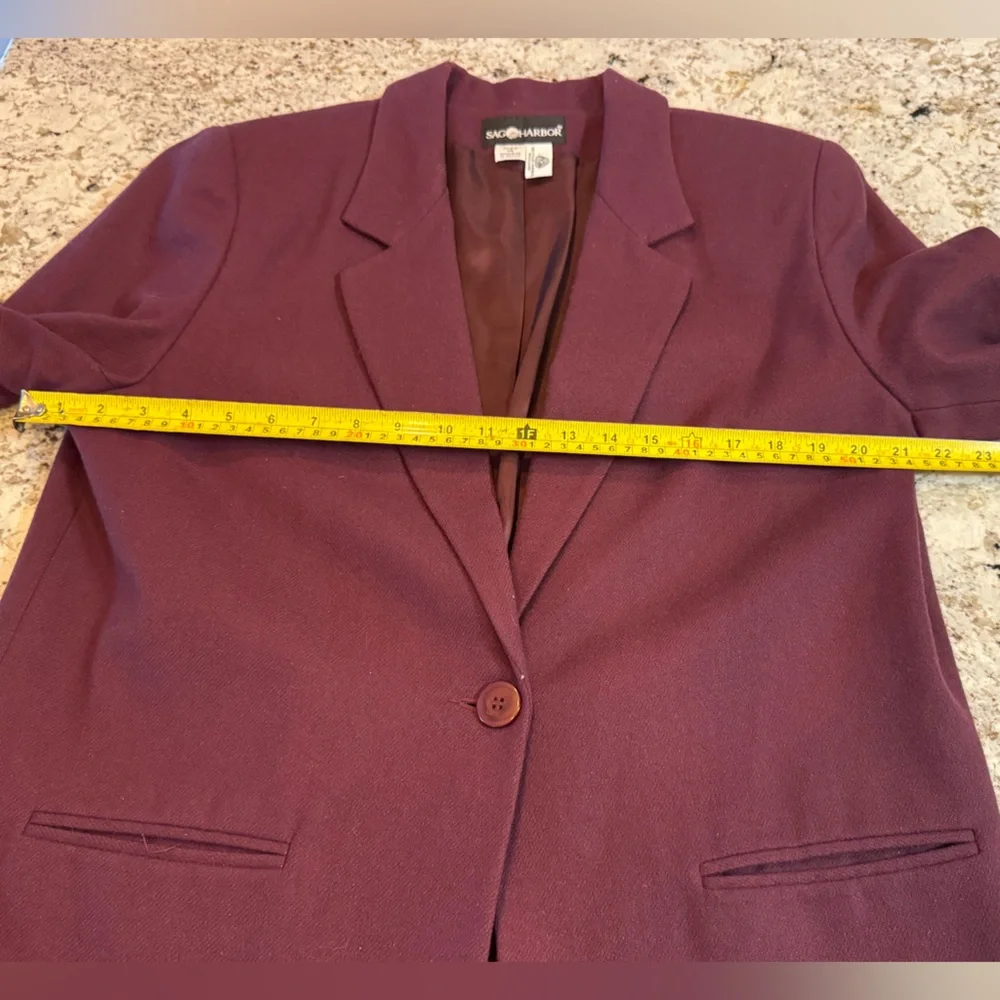 Sag Harbor Deep Wine Blazer 100% Wool - Picture 5 of 5